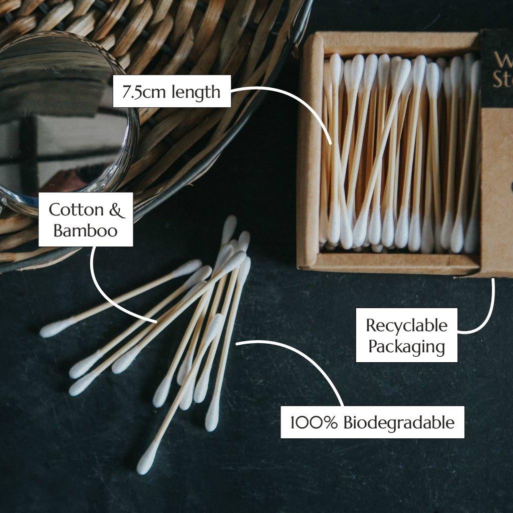Bamboo Cotton Buds - Biodegradable & Vegan - 200 Pack - THE SUS&TAIN STORE