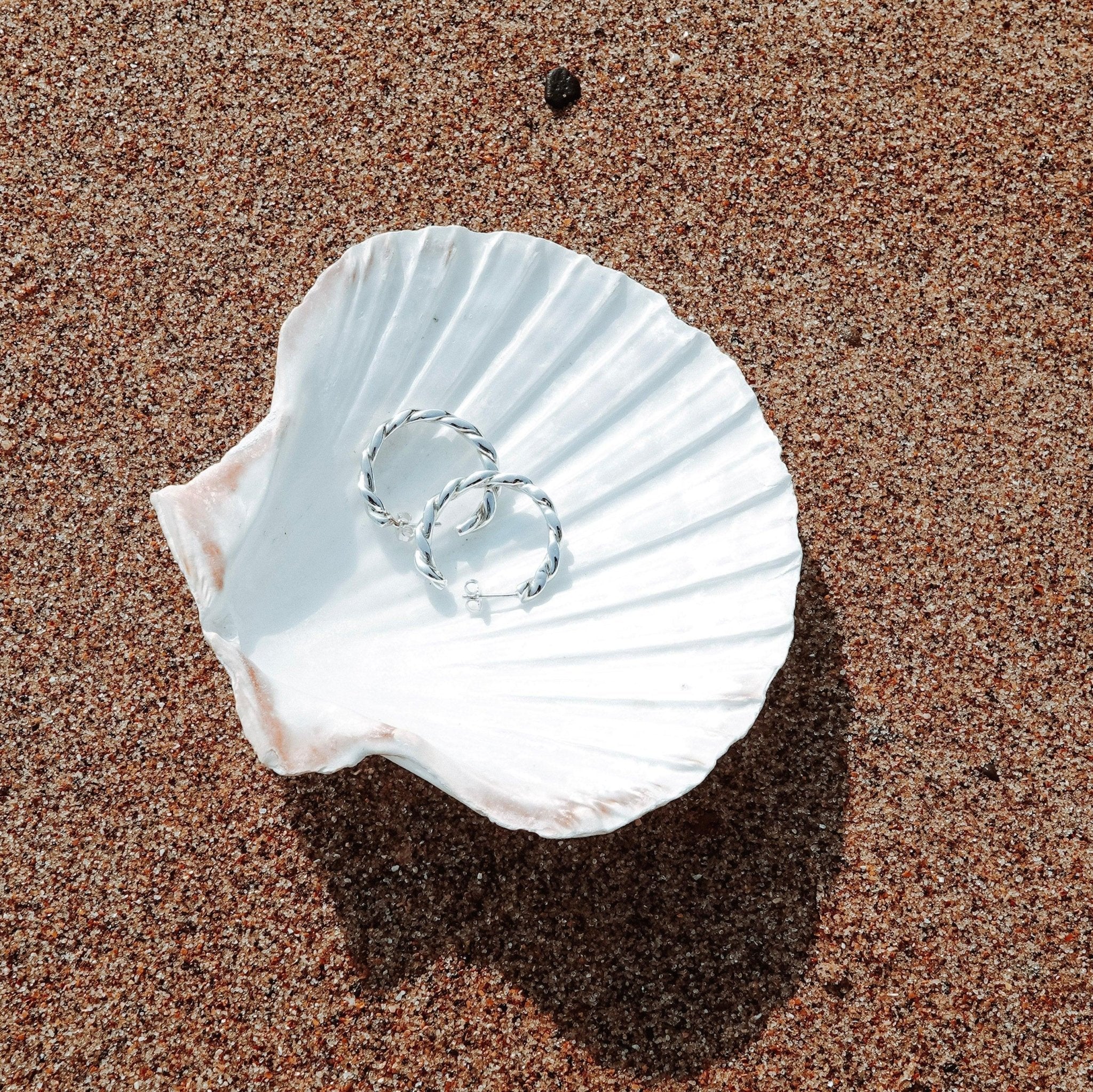 SPIRAL SHELL HOOPS - RECYCLED SILVER - THE SUS&TAIN STORE