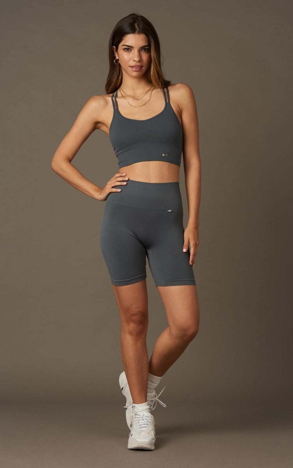 Anthracite Grey High-Waisted Push-Up Shorts by Believe Athletics
