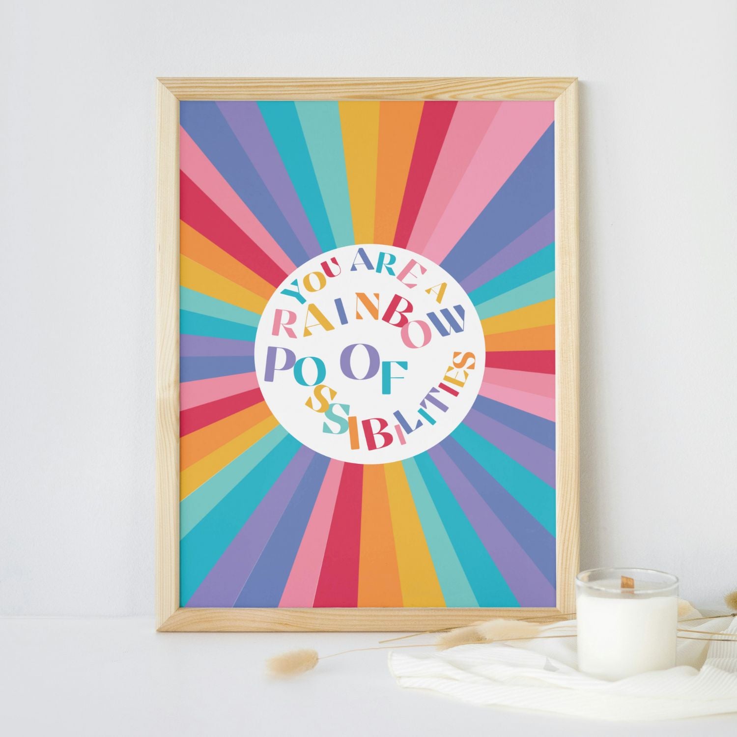 Rainbow Affirmation Art Print | Heartwarming Poster for Children