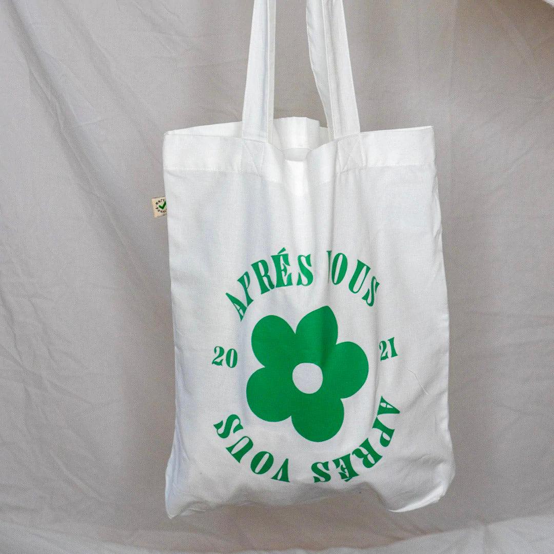 Aprés Vous Original Logo Tote Bag Bright White - THE SUS&TAIN STORE