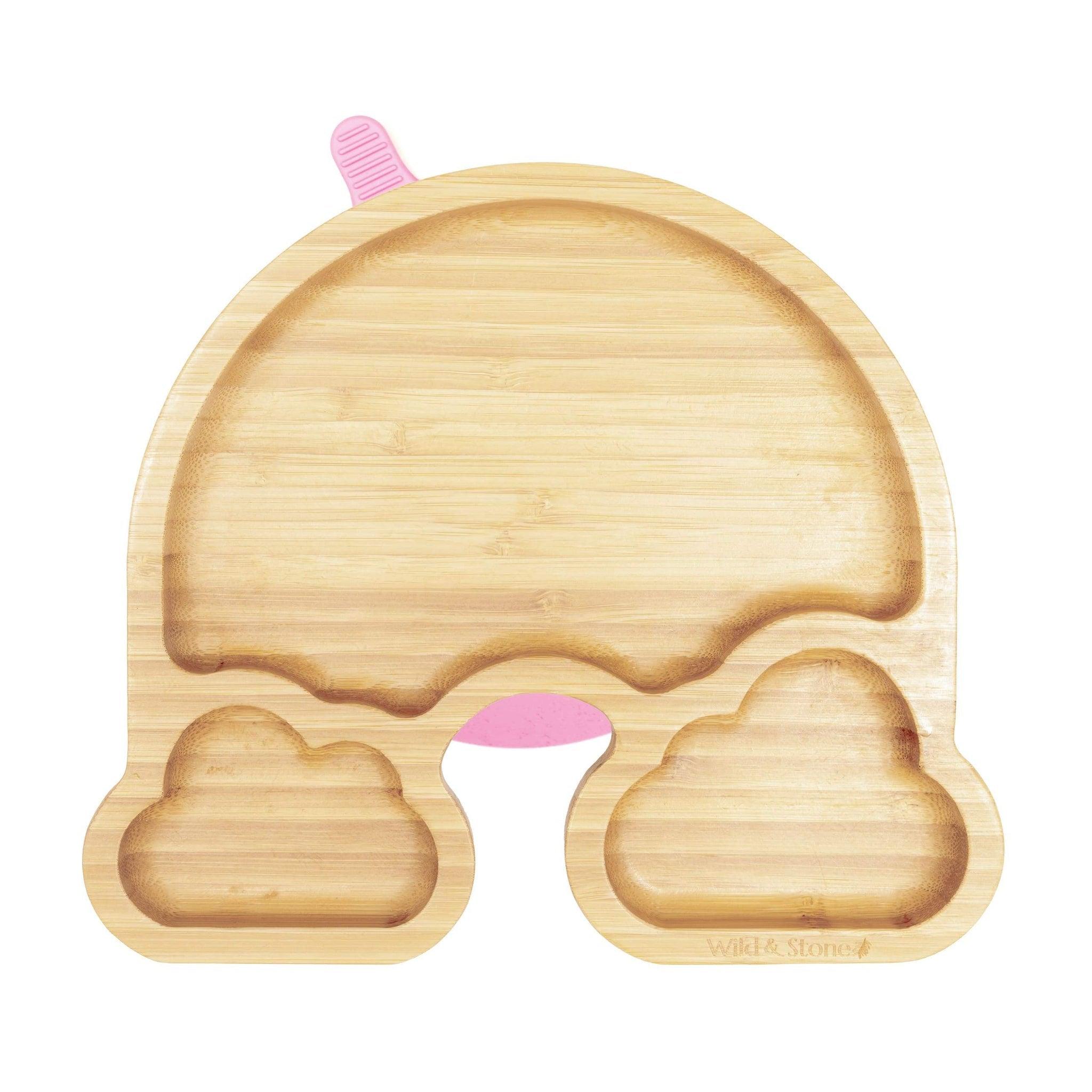 Baby Bamboo Weaning Suction Section Plate - Over The Rainbow - THE SUS&TAIN STORE