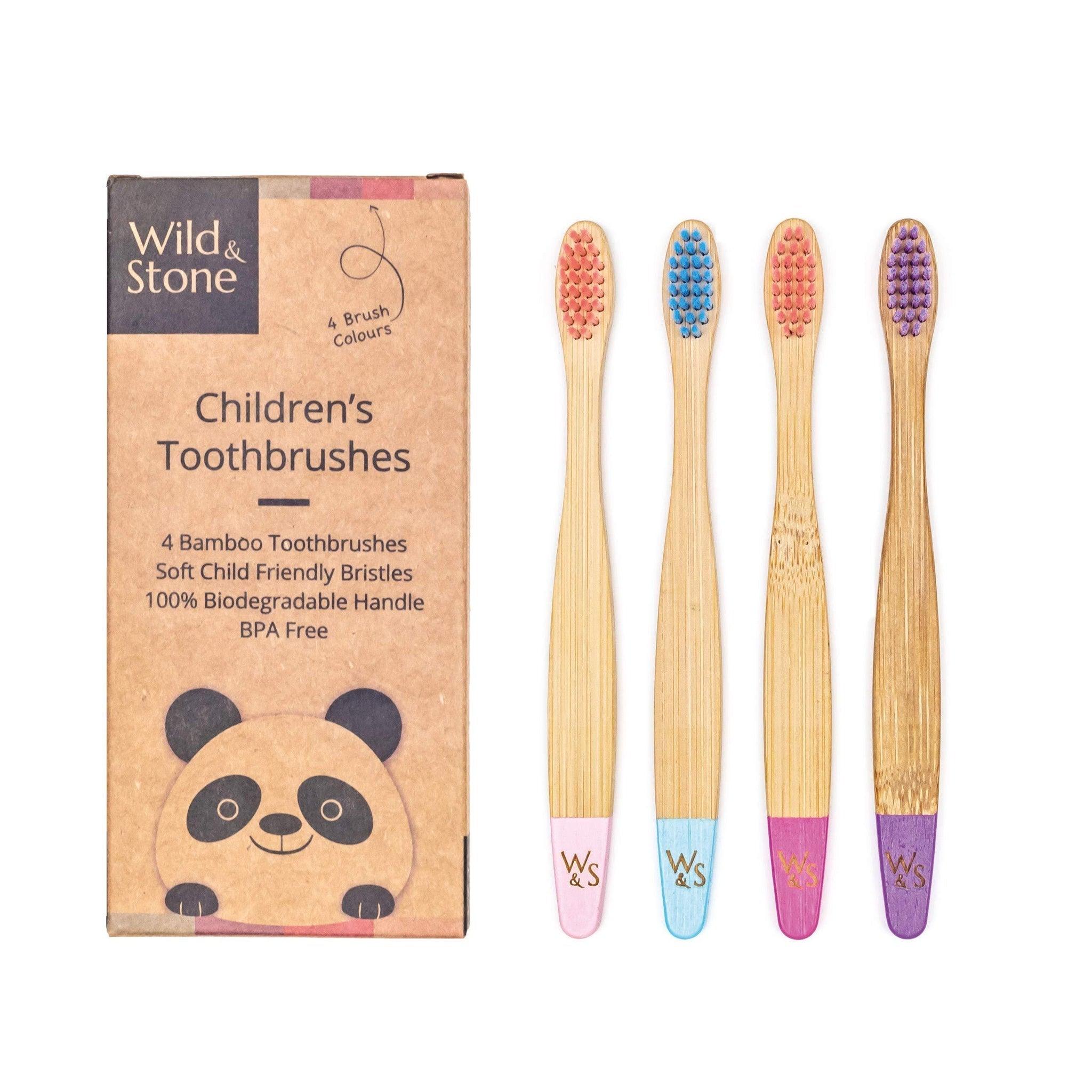 Children's Bamboo Toothbrush - 4 Pack - Candy Colour - THE SUS&TAIN STORE