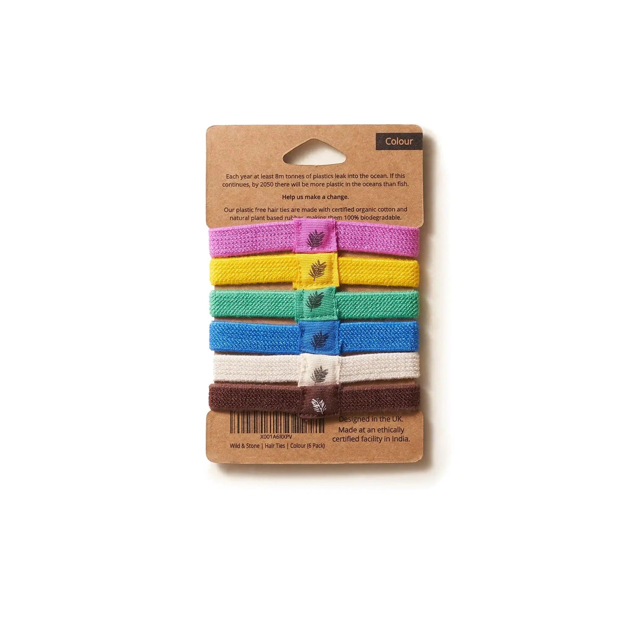 Multi Coloured Hair Ties - Plastic Free - 6 Pack - THE SUS&TAIN STORE