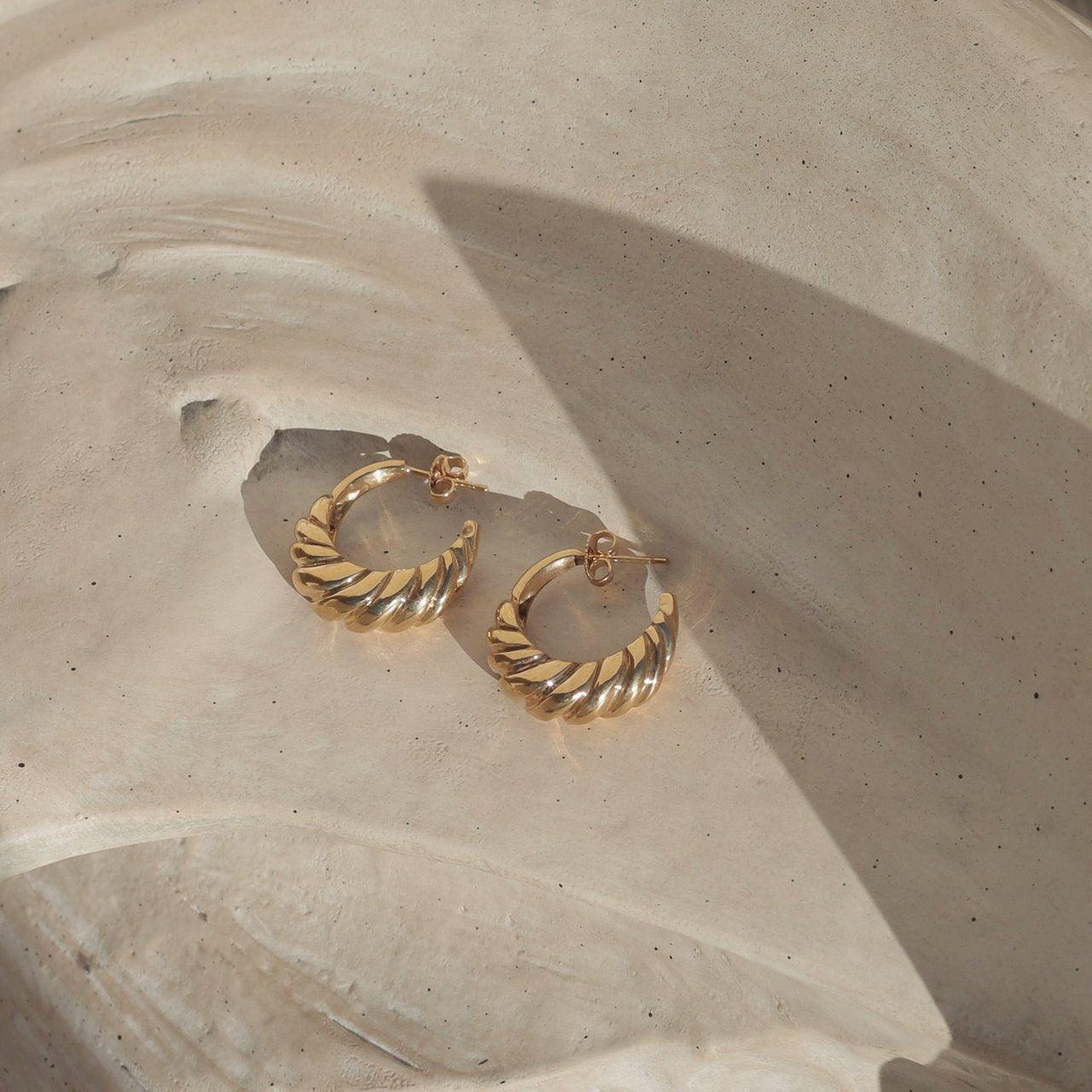 NAUTILUS SHELL HOOPS - 24K GOLD PLATE - THE SUS&TAIN STORE
