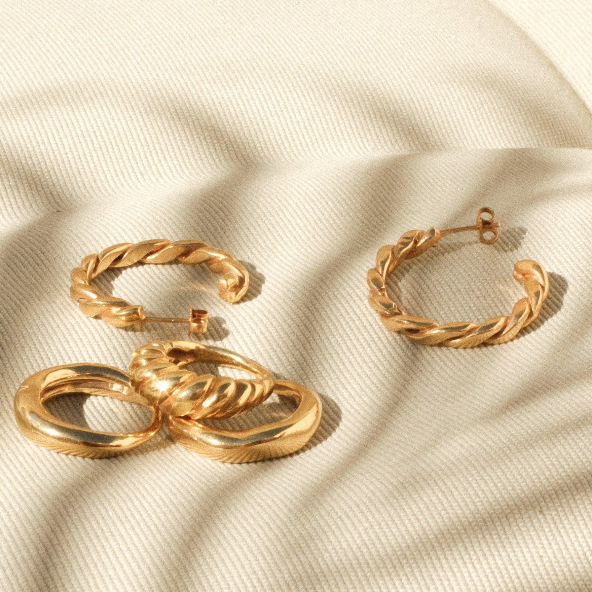 SPIRAL SHELL HOOPS - 24K GOLD PLATE - THE SUS&TAIN STORE