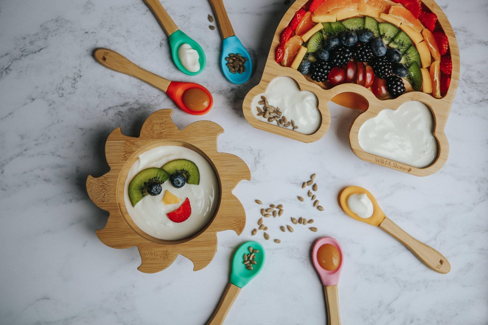 Baby Bamboo Weaning Bowl and Spoon Set - You Are My Sunshine - THE SUS&TAIN STORE