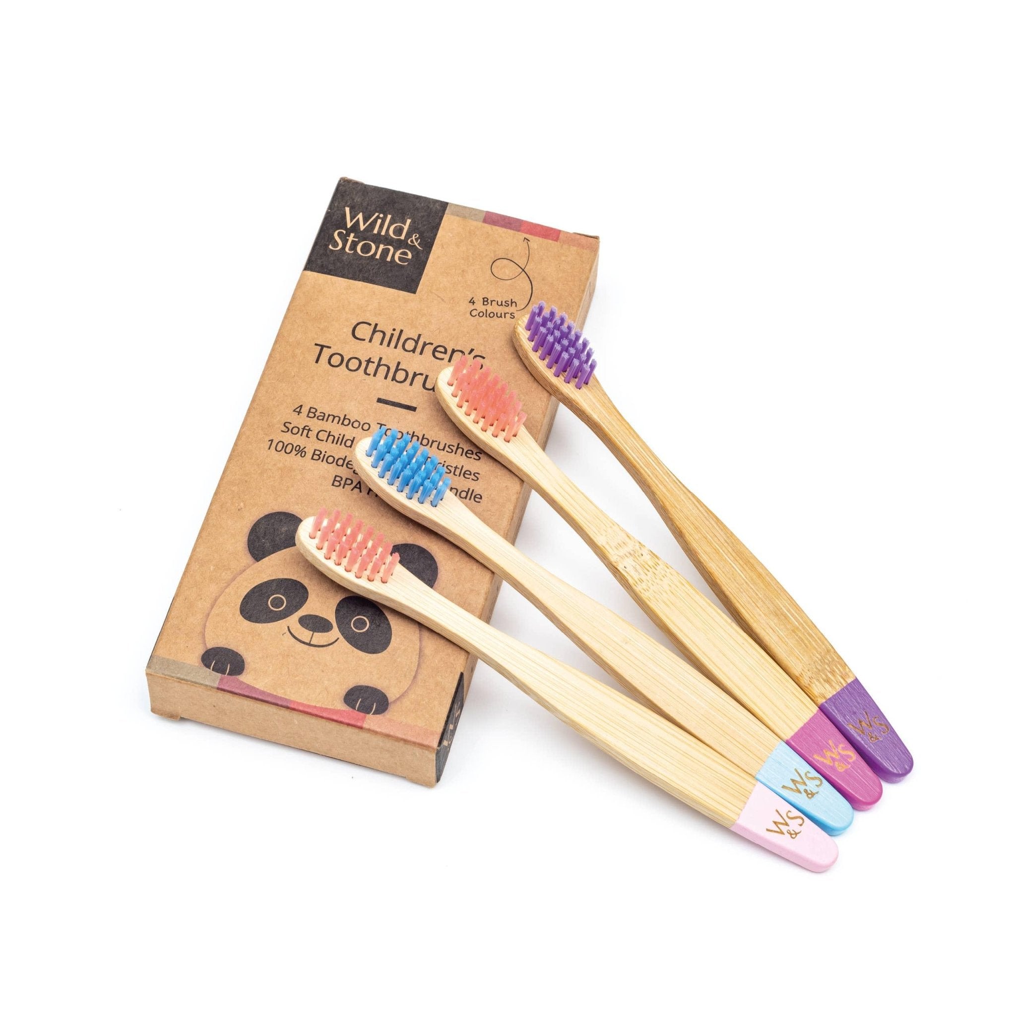 Children's Bamboo Toothbrush - 4 Pack - Candy Colour - THE SUS&TAIN STORE